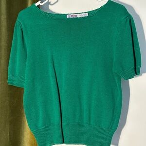 Vintage Green Short Sleeve Knit Sweater